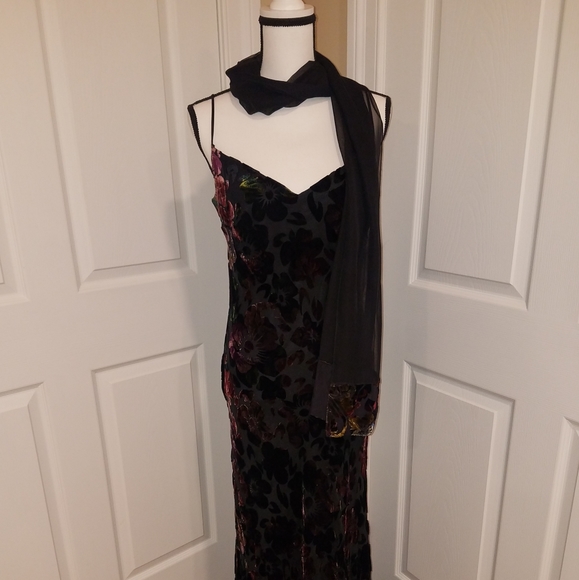 PRICE⬇️VINTAGE VELVET A.B.S. GOWN & SCARF SZ 10 - Picture 10 of 13